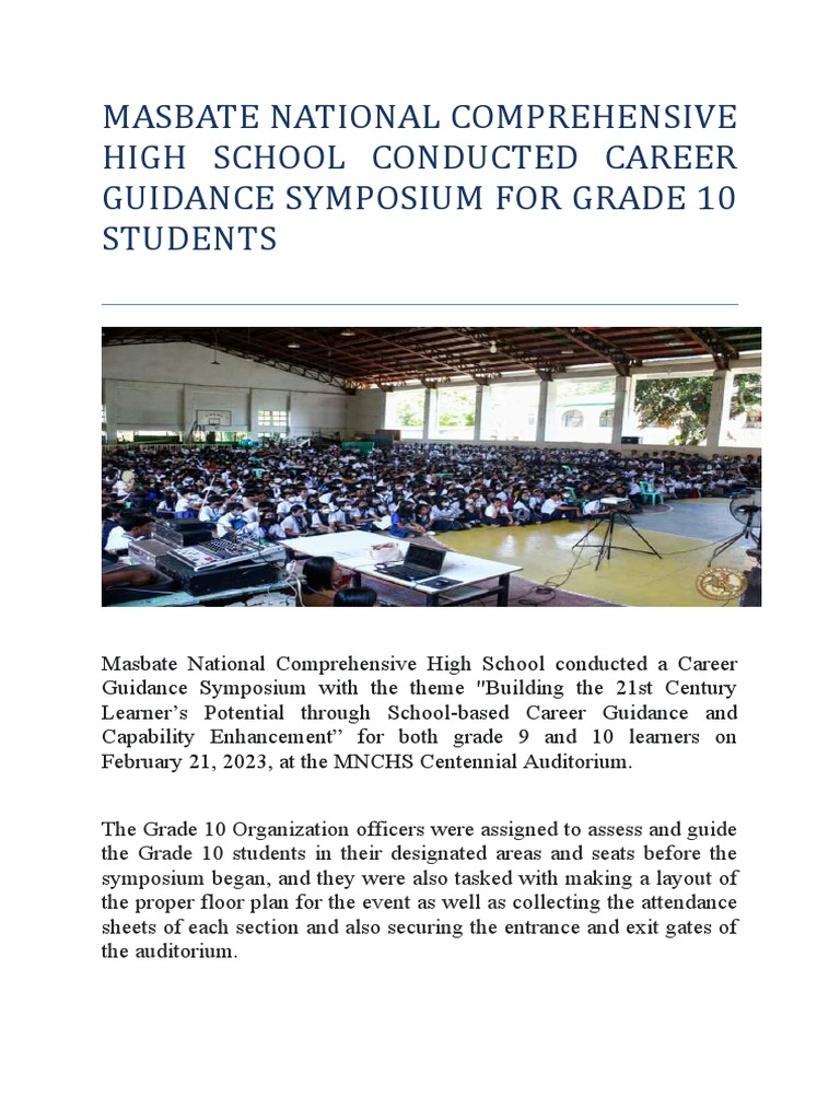Masbate National Comprehensive High School Conducted Career Guidance