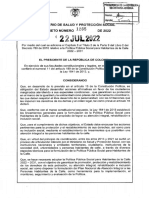 Ministerio de Salud Protección Decreto Número DE 2022: El Presidente de La República de Colombia