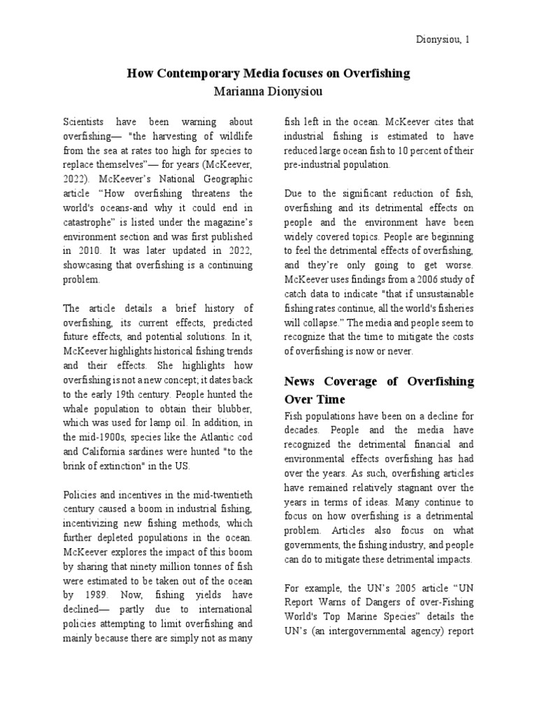 Press Coverage Analyiss PDF Overfishing Natural Environment