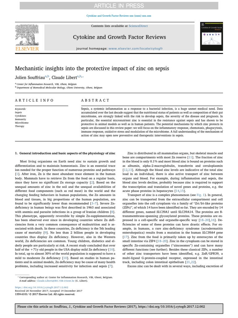 Mechanistic Insights Into The Protective Impact of Zinc On Sepsis ...