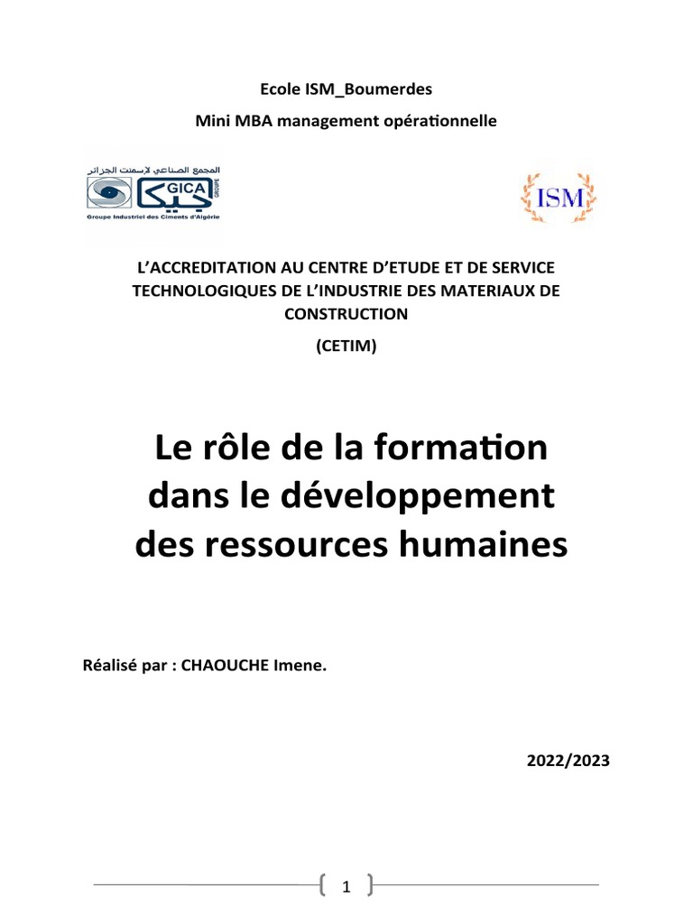 Rôle de la formation en ressources humaines | PDF | Gestion des ...