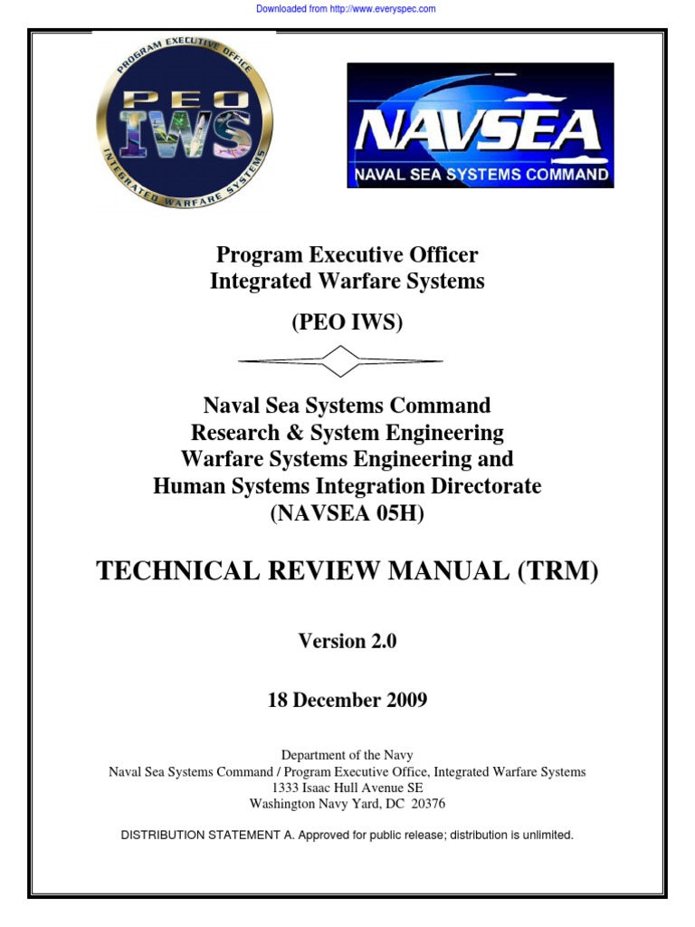 Navsea TRM Ver2 2009 PDF System Systems Engineering