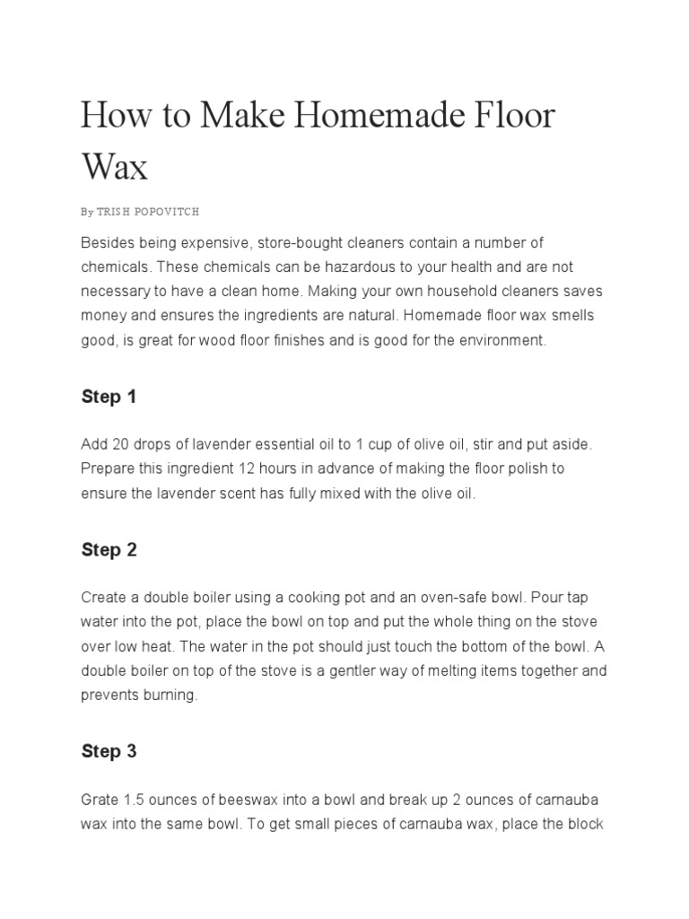 How To Make Homemade Floor Wax PDF Cooking Materials