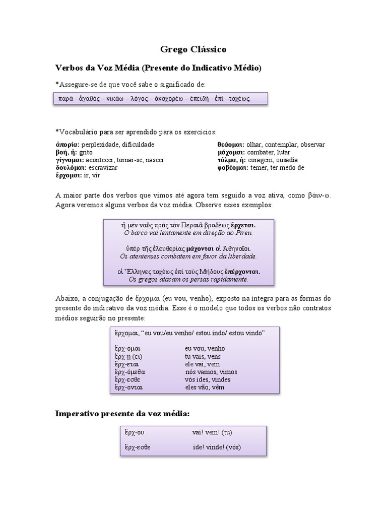 Grego Clássico Verbos Médios Pdf