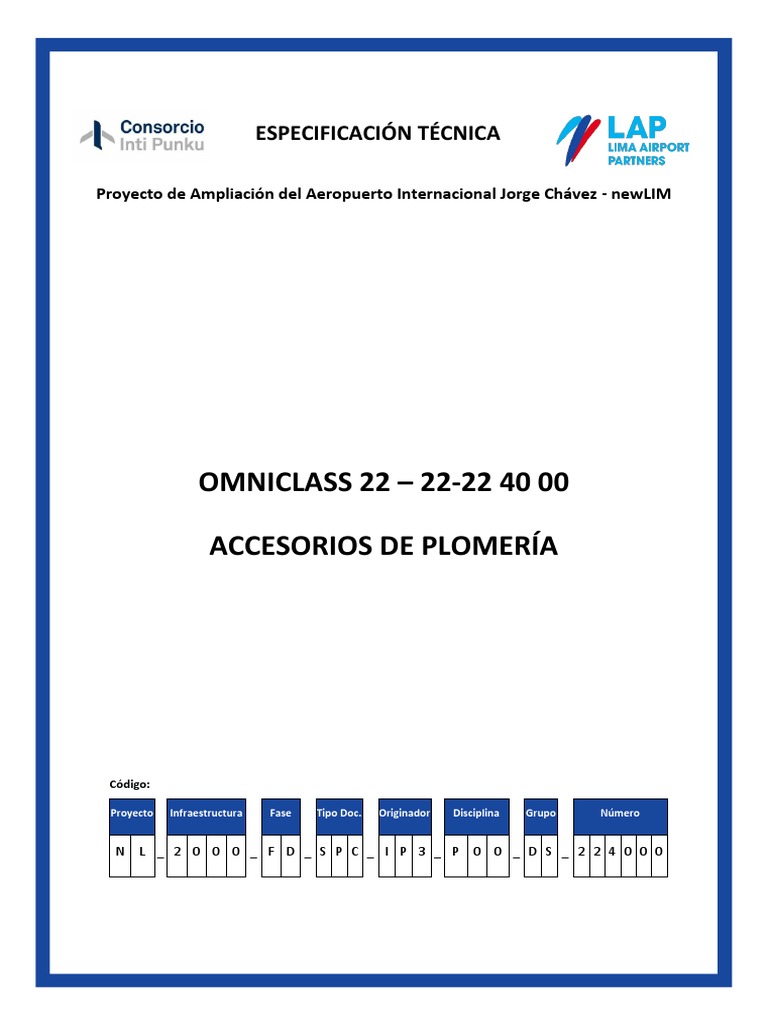 Especificación Técnica Plomería newLIM | PDF | Acero | Agua