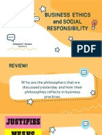 Business Ethics and Social Responsibility: Charisma F. Soriano