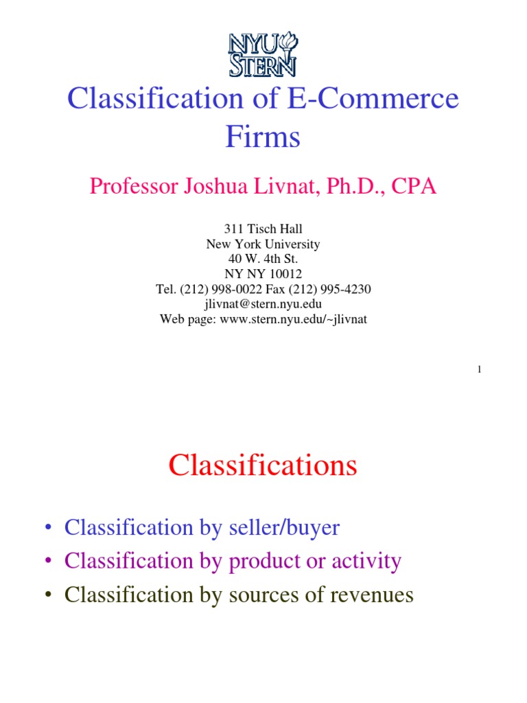 Classification of E-Comm Companies | PDF | Sales | Business Model