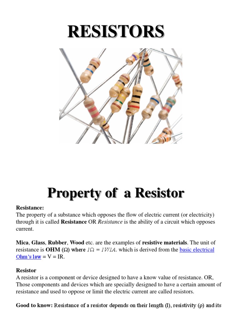 REFERENCE NOTES RESISTORS Presentation Slides PDF