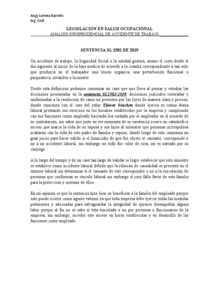 Sentencia SL 2582 de 2019 | PDF