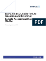 Entry 3 in ESOL Skills For Life (Speaking and Listening) Sample Assessment Materials (SAMs)