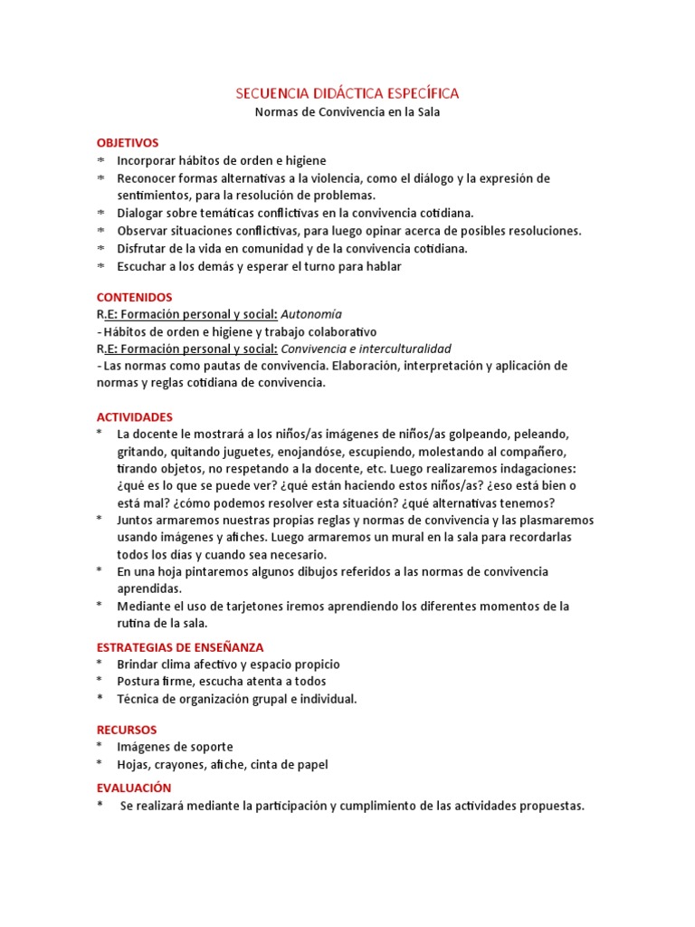 Normas De Convivencia Actividades Para Preescolar Educacion Inicial