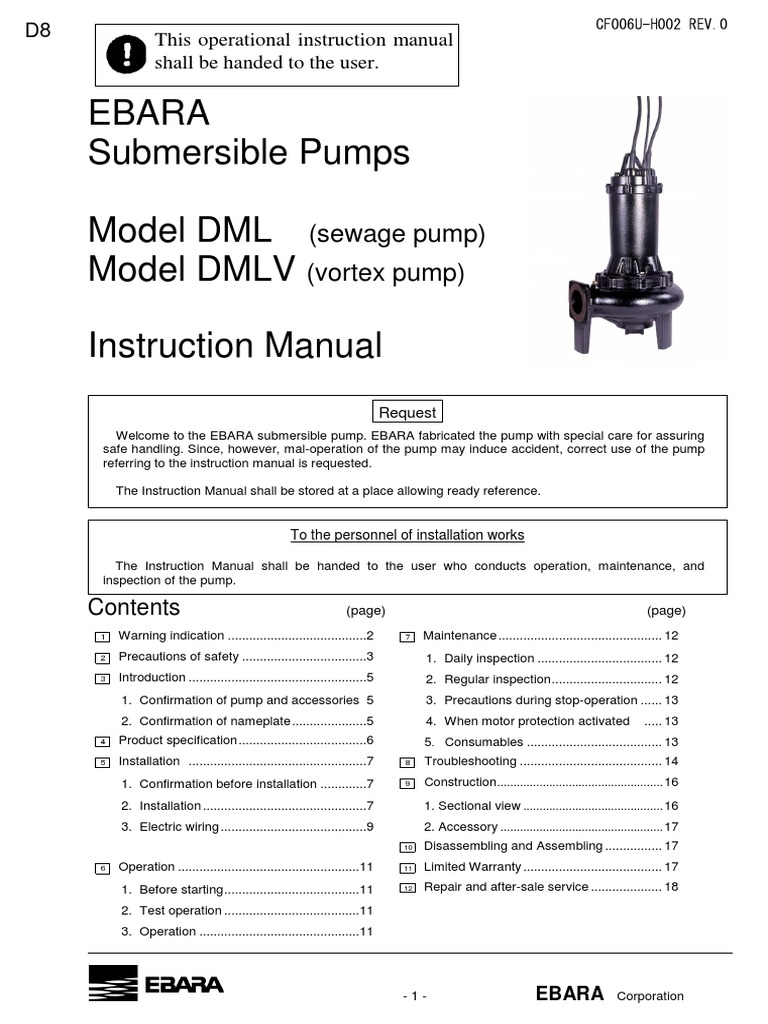 DMLV Submersible Pump Instruction Manual | PDF | Electrical Wiring | Pump