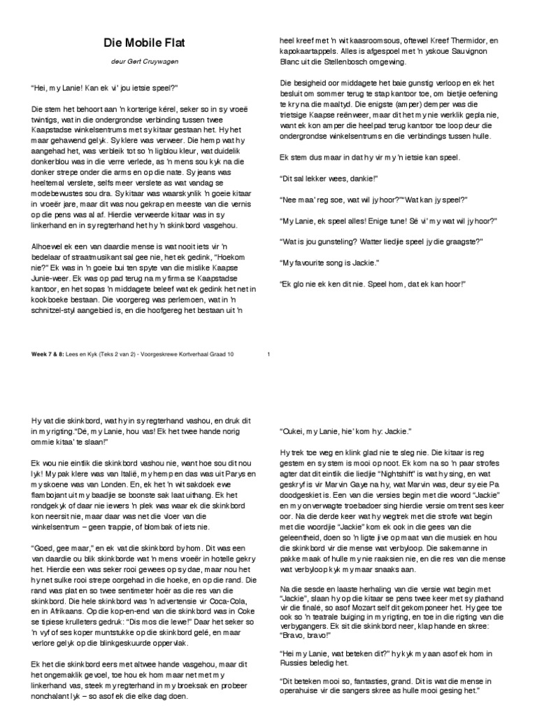 Week 7 en 8 Die Mobile Flat Kortverhaal PDF