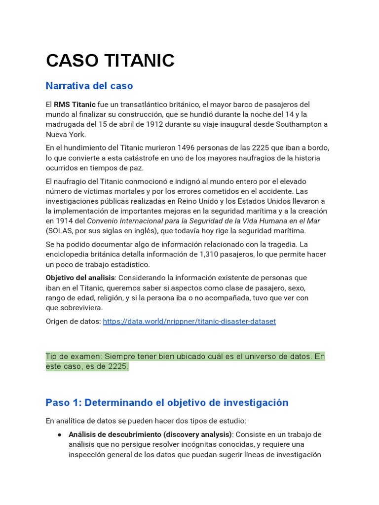 Análisis de Supervivencia en el Titanic | PDF