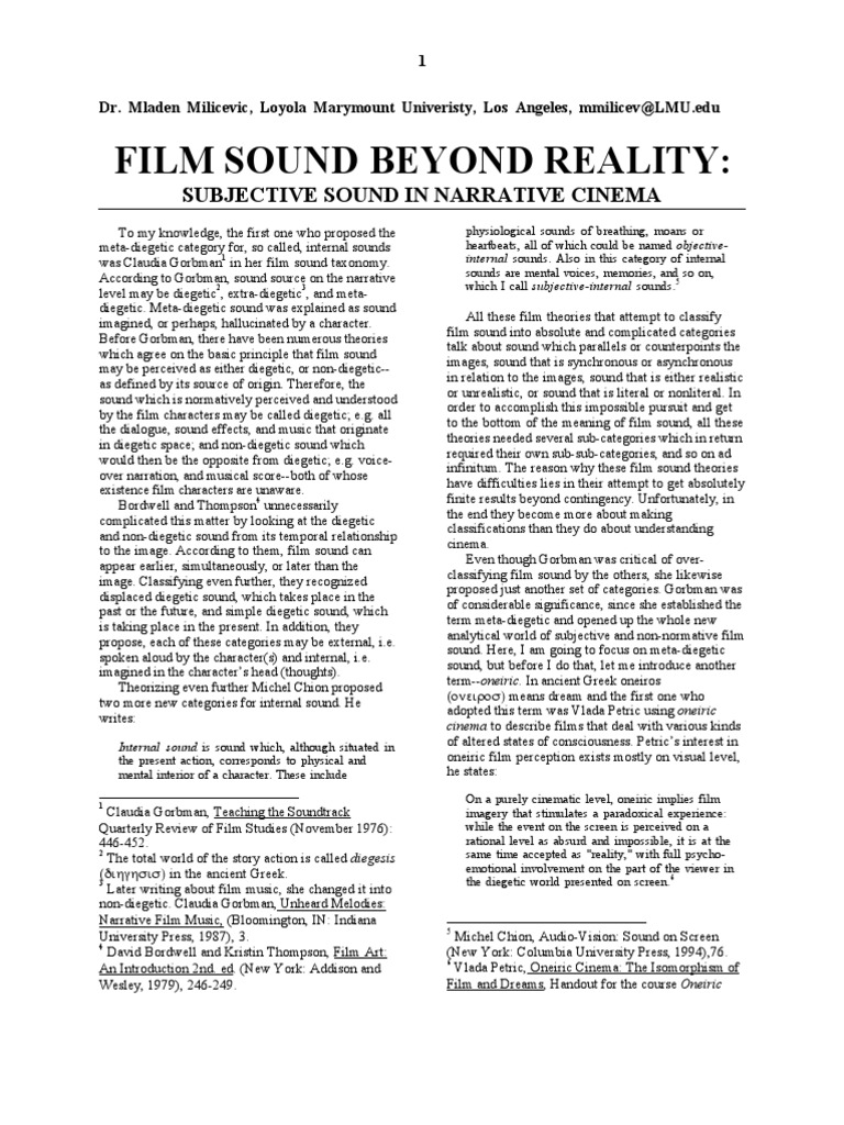 Film Sound Beyond Reality Subjective Sound in Narrative Cinema | PDF ...