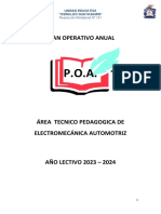 Plan Operativo Anual de Electromecánica Automotriz 2023-2024