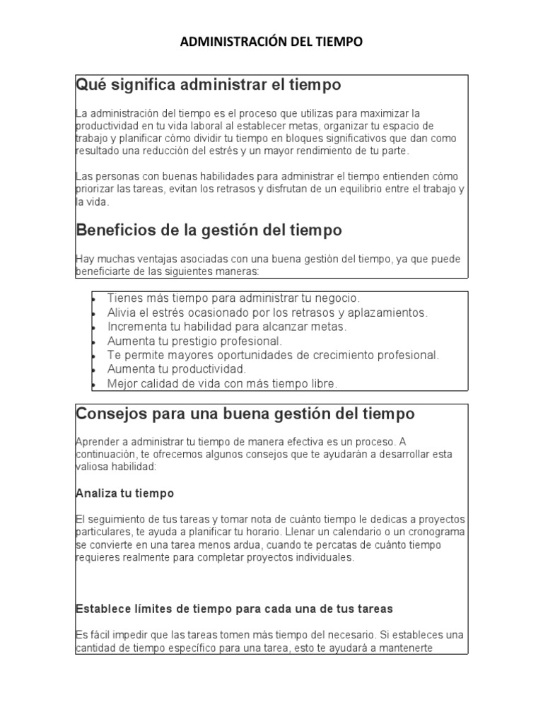 Gestión del Tiempo para Estudiar Online | PDF | Gestión del tiempo ...