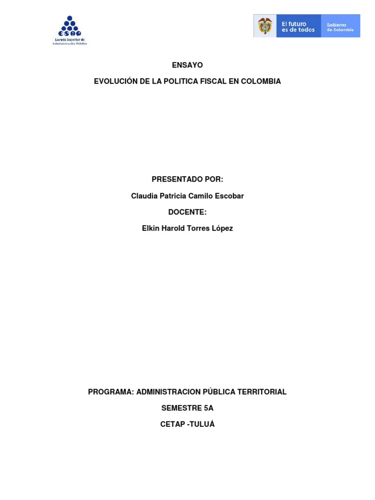 Evolución de la Política Fiscal en Colombia | PDF | La política fiscal ...