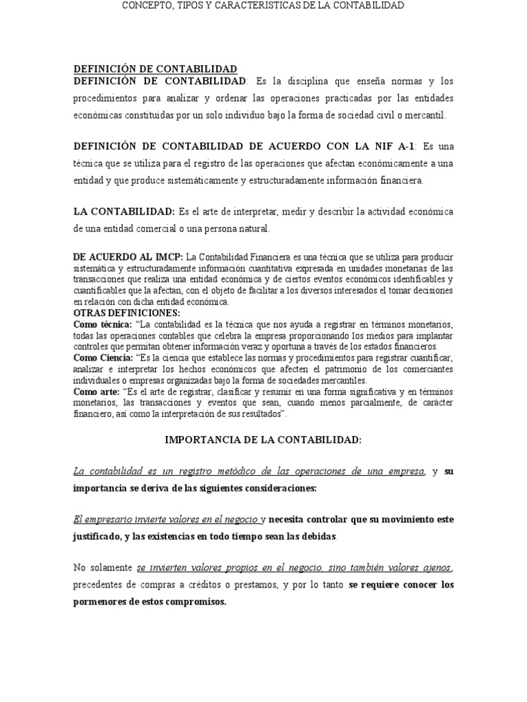 La Contabilidad Es Un Registro Metódico De Las Operaciones De Una
