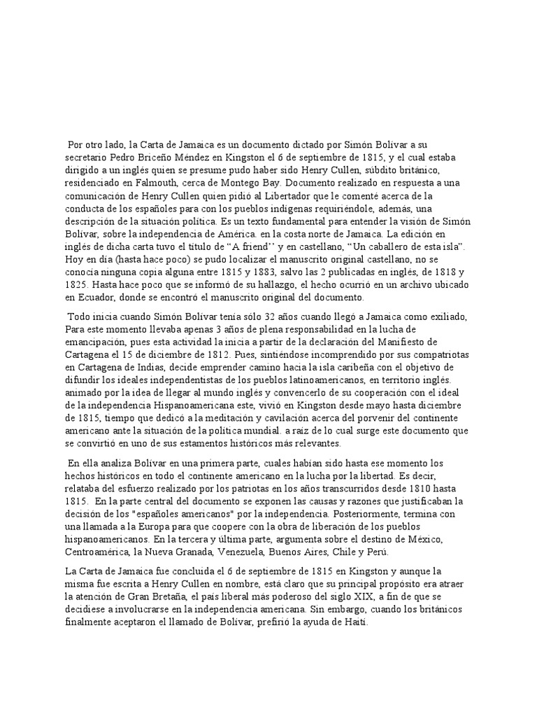 Carta de Jamaica PDF América del Sur