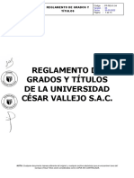 Reglamento de Grados Y Títulos de La Universidad César Vallejo S.A.C