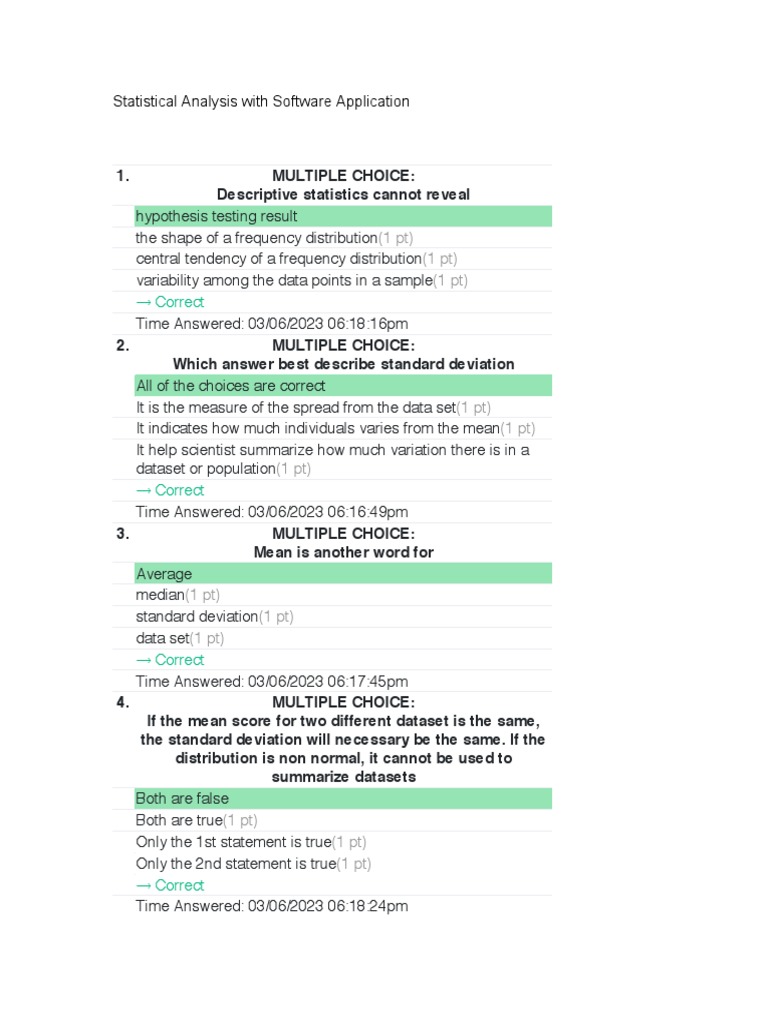 Statistical analysis with software application pdf statistics