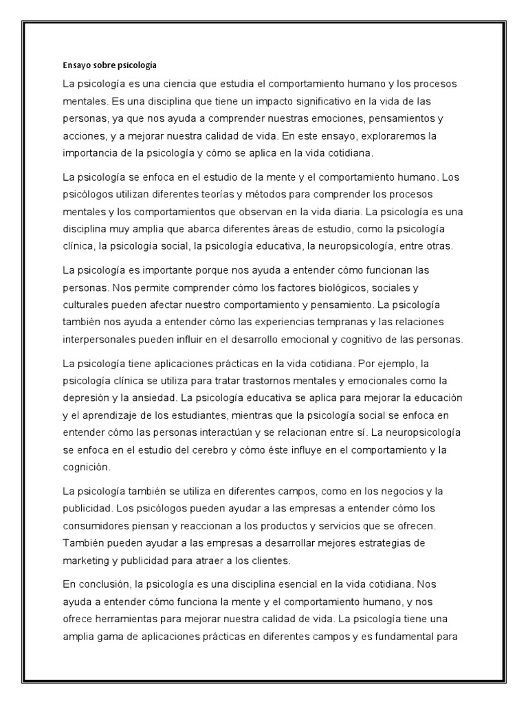 Importancia de la Psicología en la Vida Cotidiana | PDF