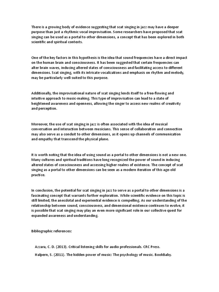 Scat Singing As A Means To Greatness PDF