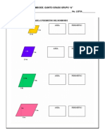 Area Y Perímetro Del Romboide. Quinto Grado Grupo "A" NOMBRE: - No. LISTA