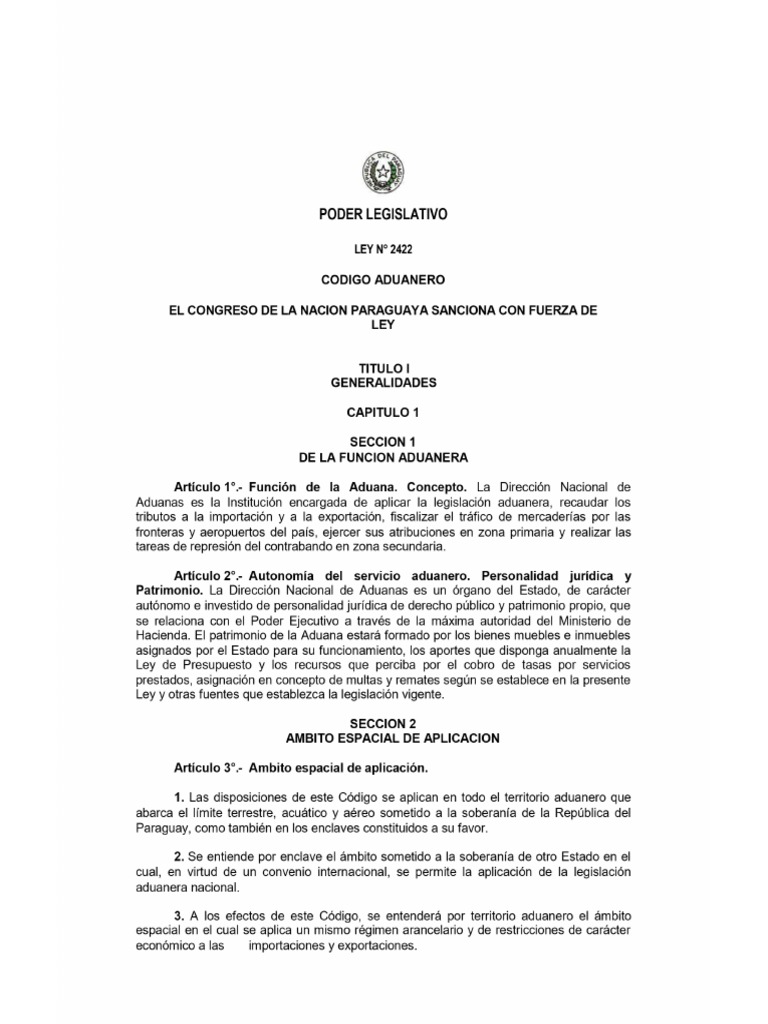 Ley 2422 2004 Codigo Aduaneroo | PDF