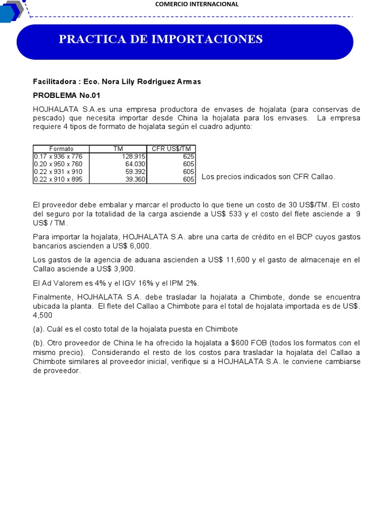 Practica De Importaciones Pdf
