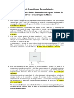 Exercícios de Termodinâmica sobre Primeira Lei e Conservação de Massa