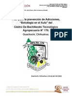 Plan para La Prevención de Adicciones, "Estrategia en El Aula" Del Centro de Bachillerato Tecnológico Agropecuario #170