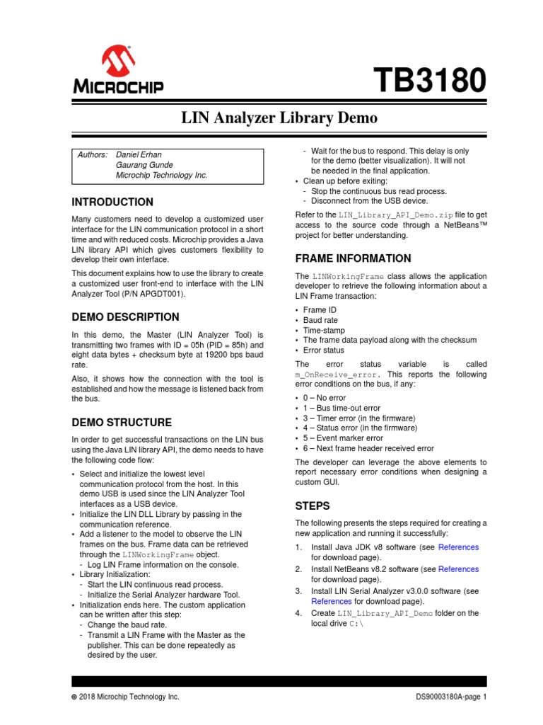 TB3180 LIN Analyzer Library Demo 90003180A | PDF | Java (Programming ...
