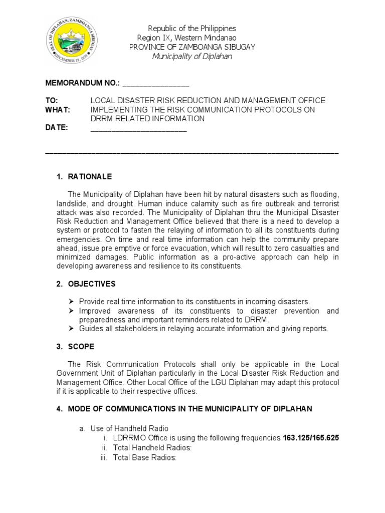 Risk Communication Plans And Protocols Pdf