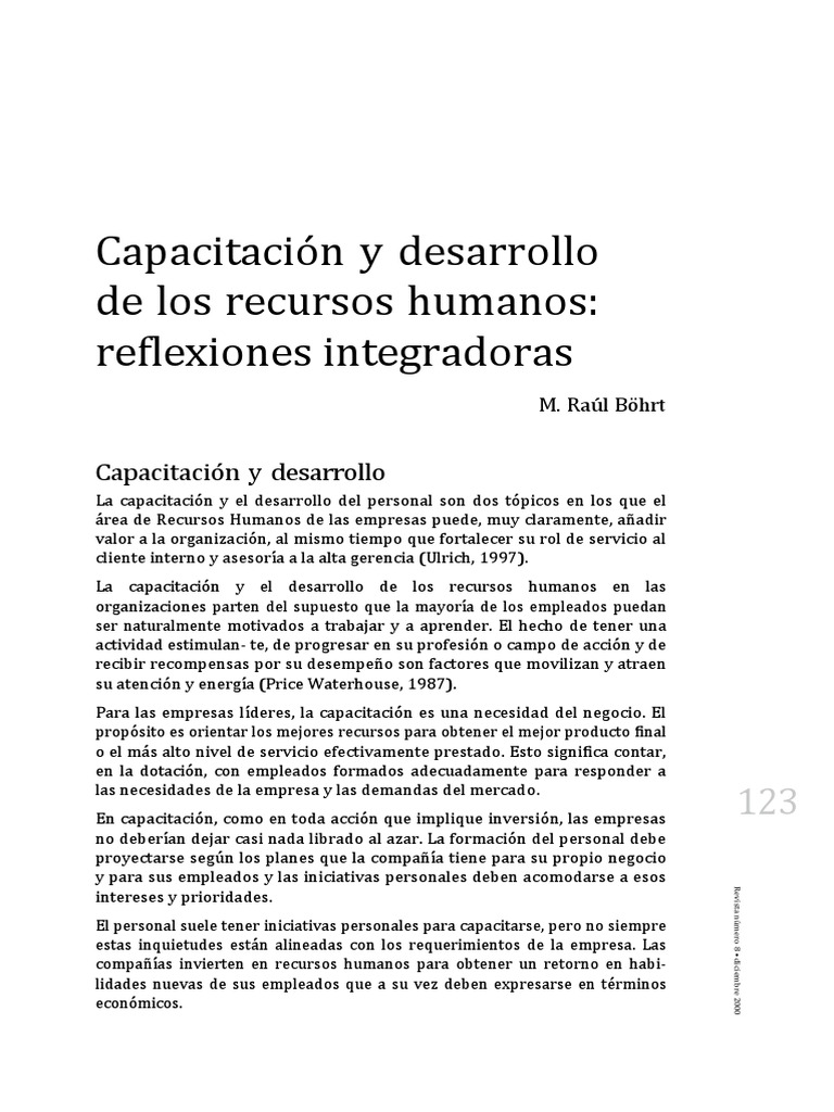 Capacitación y Desarrollo en Recursos Humanos | PDF | Gestión de ...