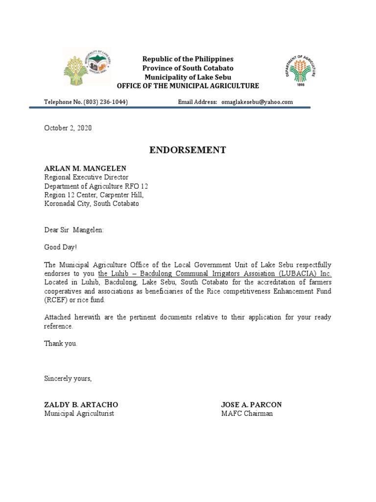 Endorsement for LUBACIA Accreditation | PDF | Social Science | Science ...