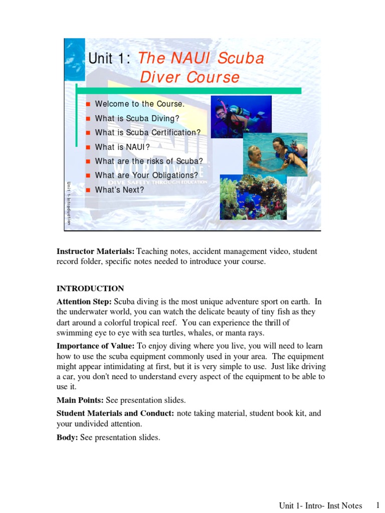 NAUI Scuba Diver Course Overview | PDF | Scuba Diving | Underwater Diving