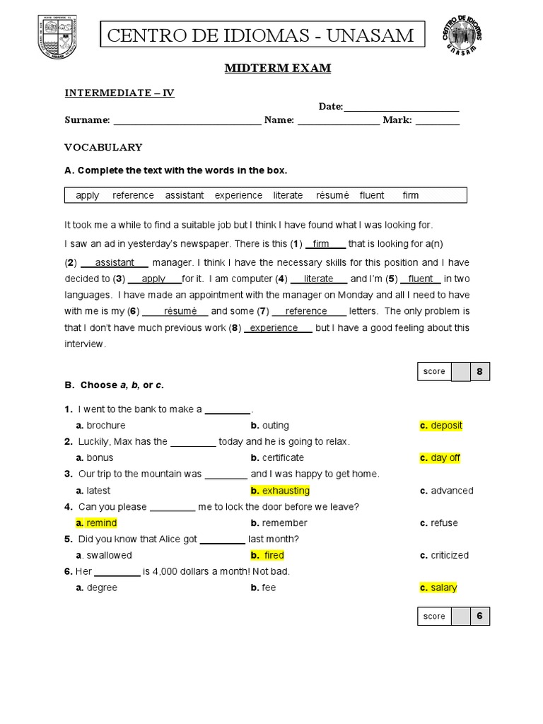 Intermediate Iv Midterm Exam Pdf