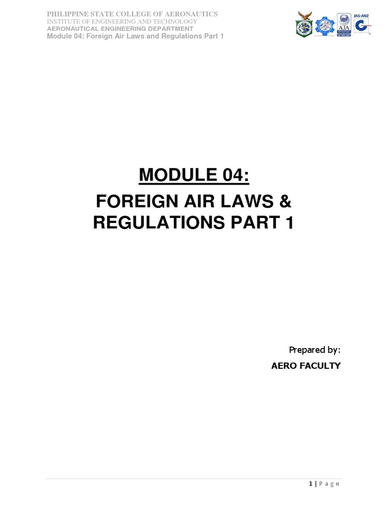 Foreign Air Laws & Regulations Part 1 Philippine State College of