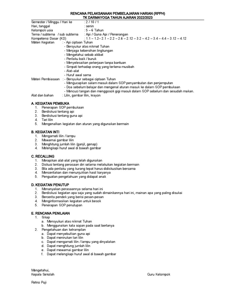 RPPH TK-B SMT2 Minggu - 10 - Api | PDF