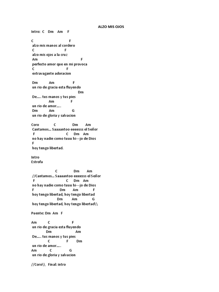 Alzo Mis Manos: Letra y Acordes | PDF