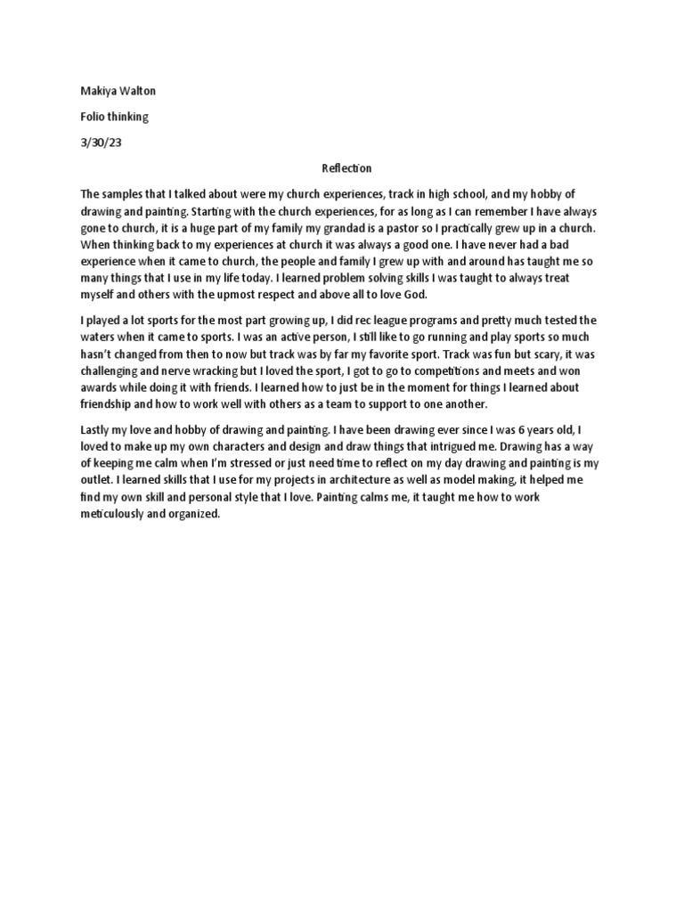 Folio Thinking Reflections PDF