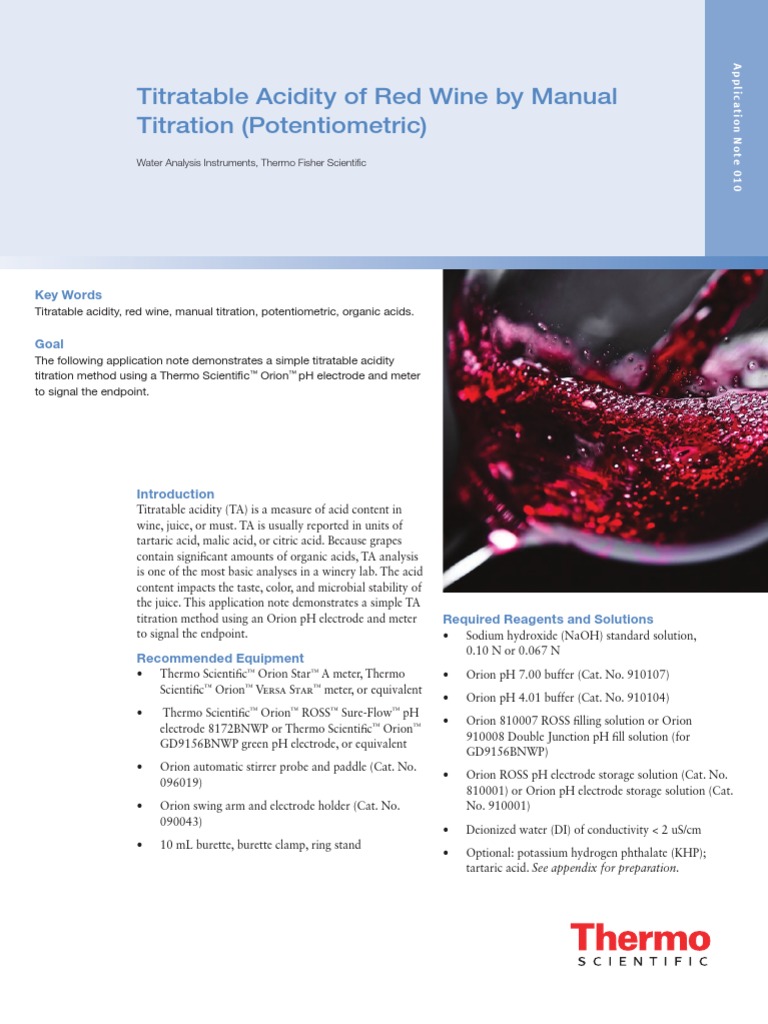 titratable acidity in wine PDF Titration Chemistry