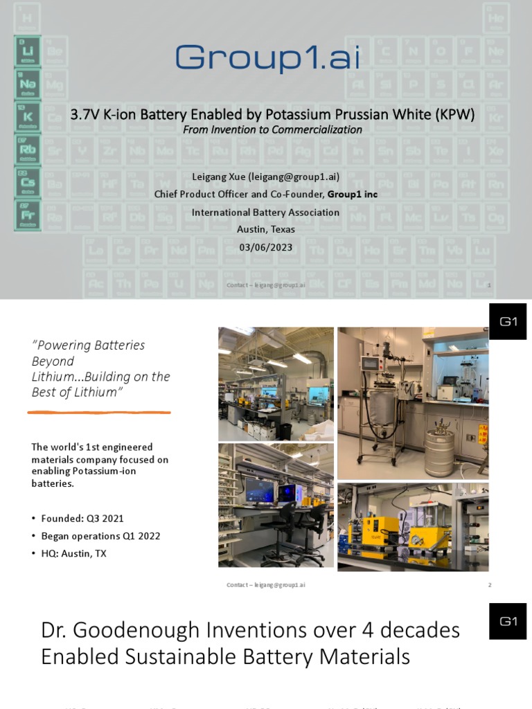 Presentation at IBA Meeting 2023 PDF Lithium Ion Battery Chemistry