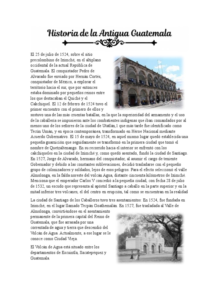 Historia de Iximché y La Antigua Guatemala | PDF | Viajes y turismo