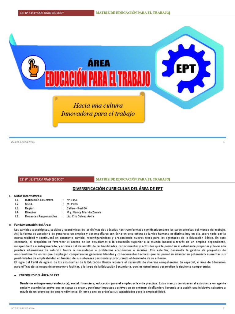 Educación para el Trabajo en EPT | PDF | Iniciativa empresarial | Diseño