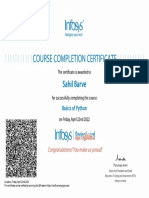 Certificate Earned for Python Basics Course