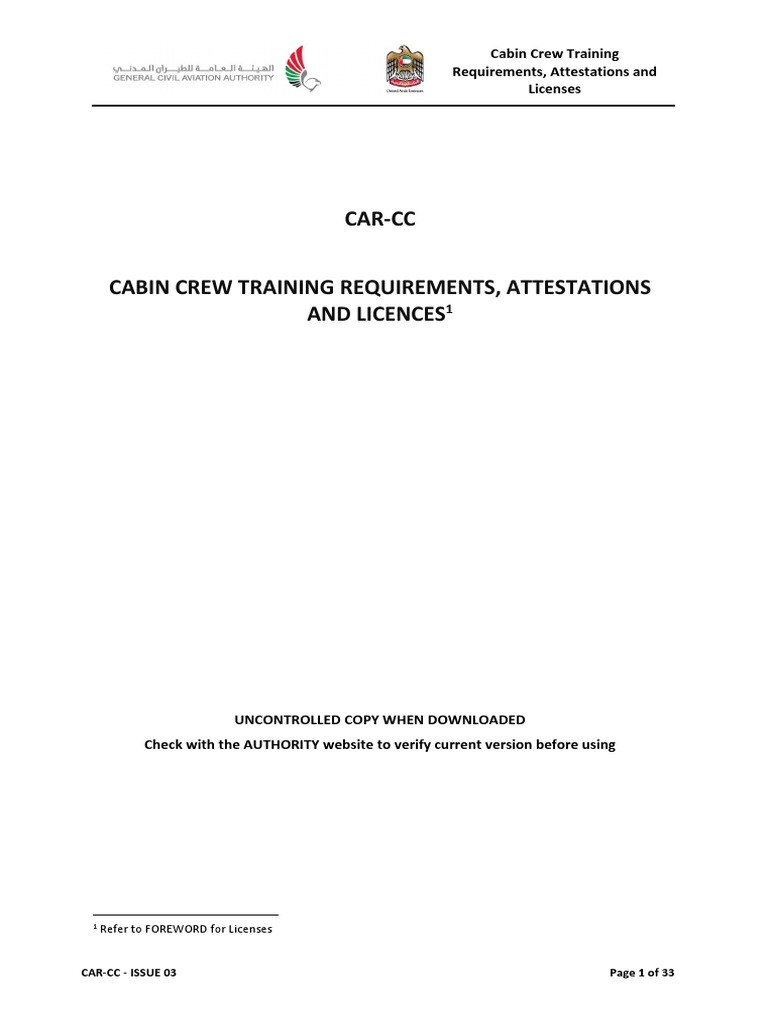 Cabin Crew Training and Attestation Guide | PDF