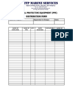 Distribution Form - Personal Protective Equipment